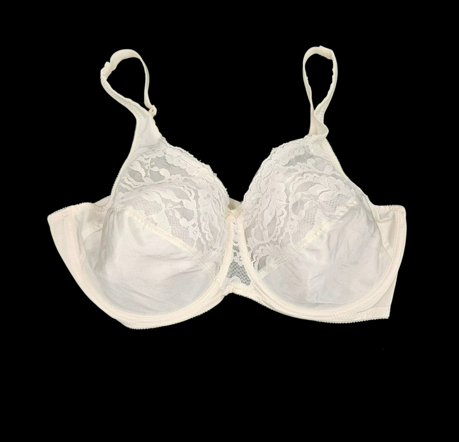 VTG Vassarette 75-153 Signature Lace Bra Satin Second Skin Underwire 42D Ivory