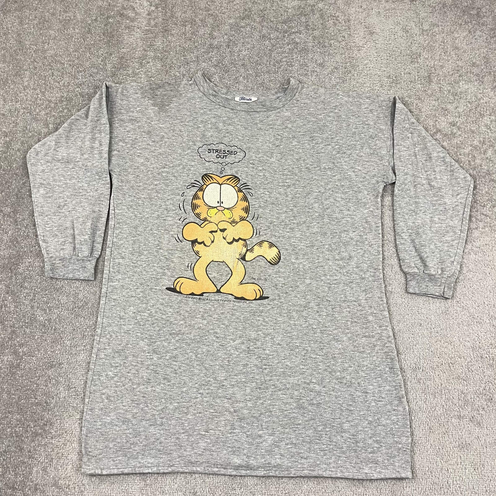 VTG Garfield Shirt Adult OS One Size Nightgown Pajama Top Flirts 70s Cartoon