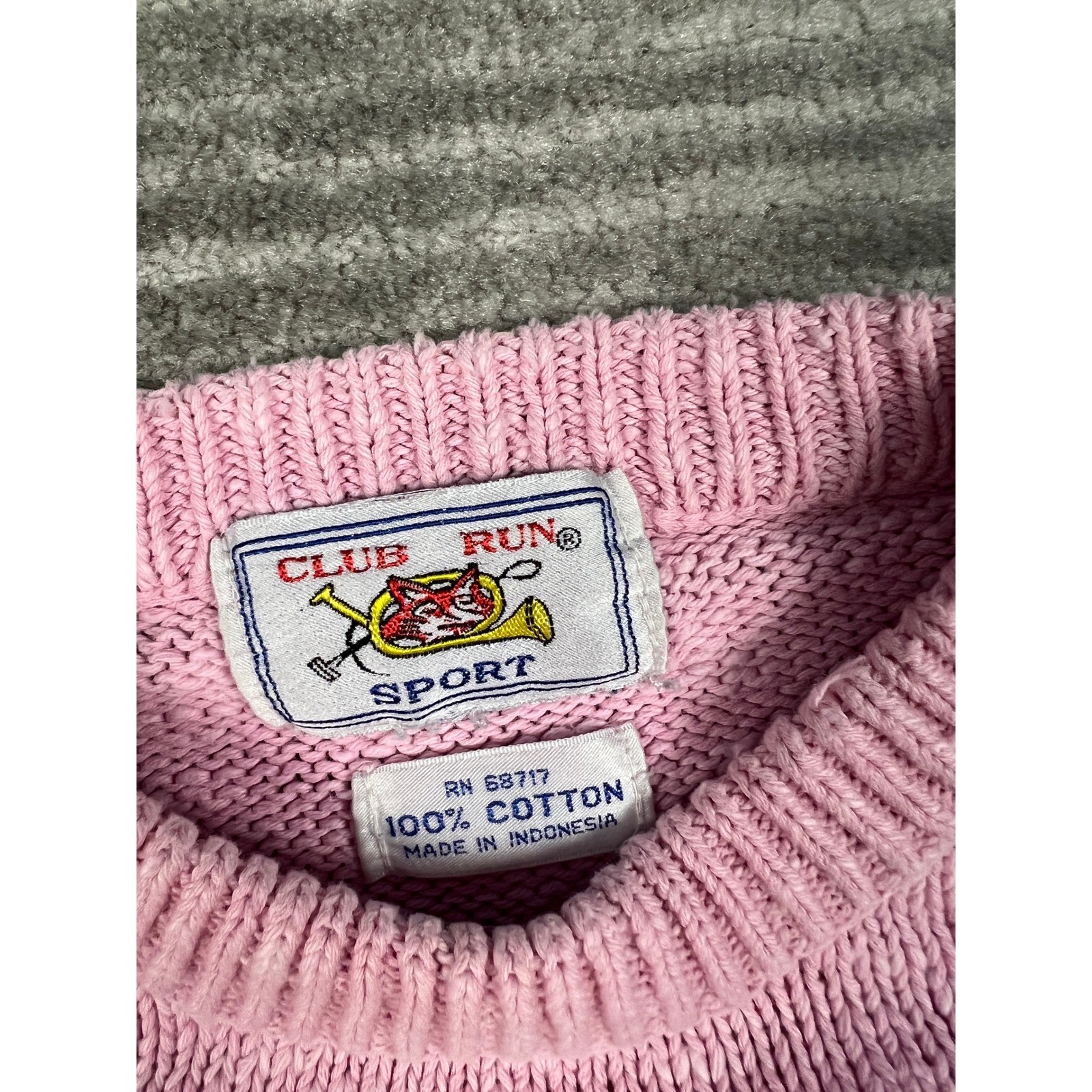 Club Run Sport Sweater Womens XL Pink Cotton Crewneck Marl Knit Vintage Slouchy
