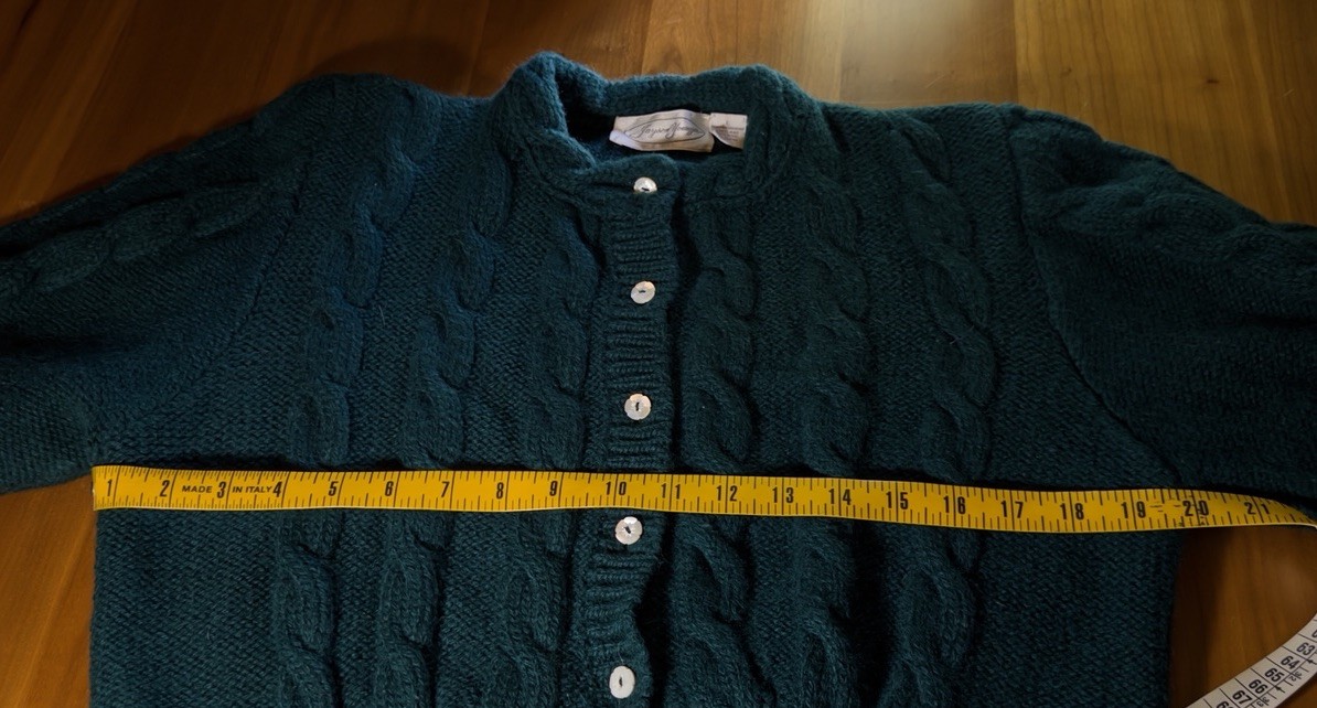 Vintage Jayson Younger Bottle Green 100% Shetland Wool Cardigan Sweater L