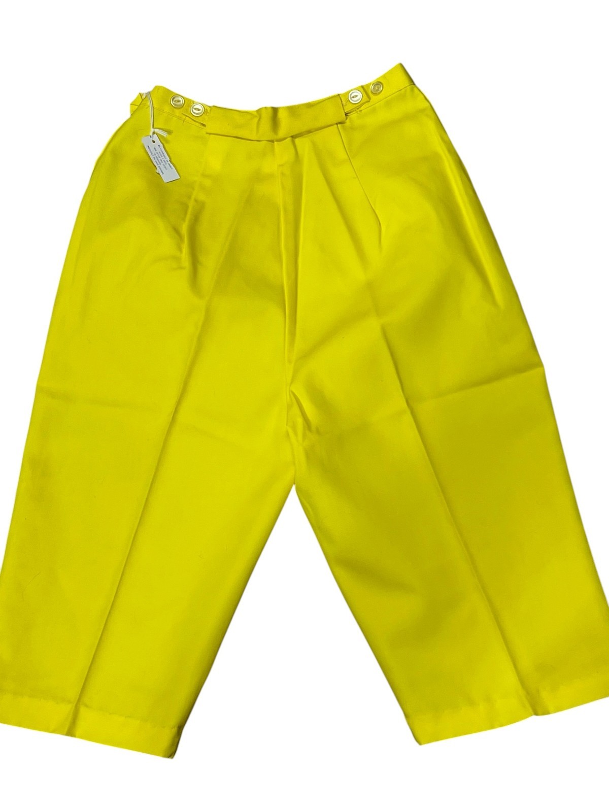 NOS Sz M Vtg 50s 60s YELLOW PEDAL PUSHERS Shorts High WAIST Capris Rockabilly