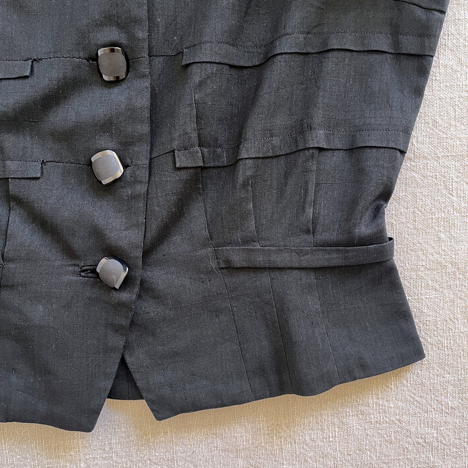 Vintage Women’s 50s Semmes Creations Black Cropped Peplum Jacket Blazer Medium
