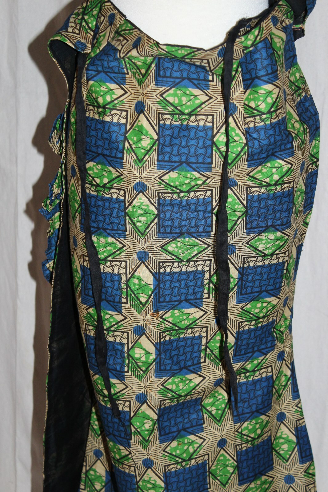 Vintage Batik Print Dress Set Top Wrap Skirt Ceremonial Ethnic Tribal Medium/Lrg
