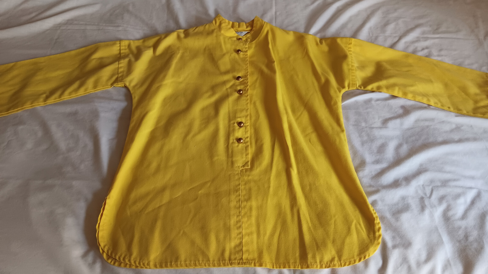VINTAGE C. 1969 SEARS BRIGHT SUN YELLOW WOMENS SZ SML TUNIC SHIRT PULLOVER GOOD