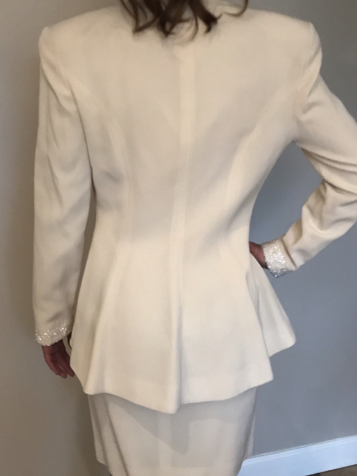 VINTAGE DESIGNER GLASS BEADED DAYMOR COUTURE EVENING 2 PIECE DRESS SUIT