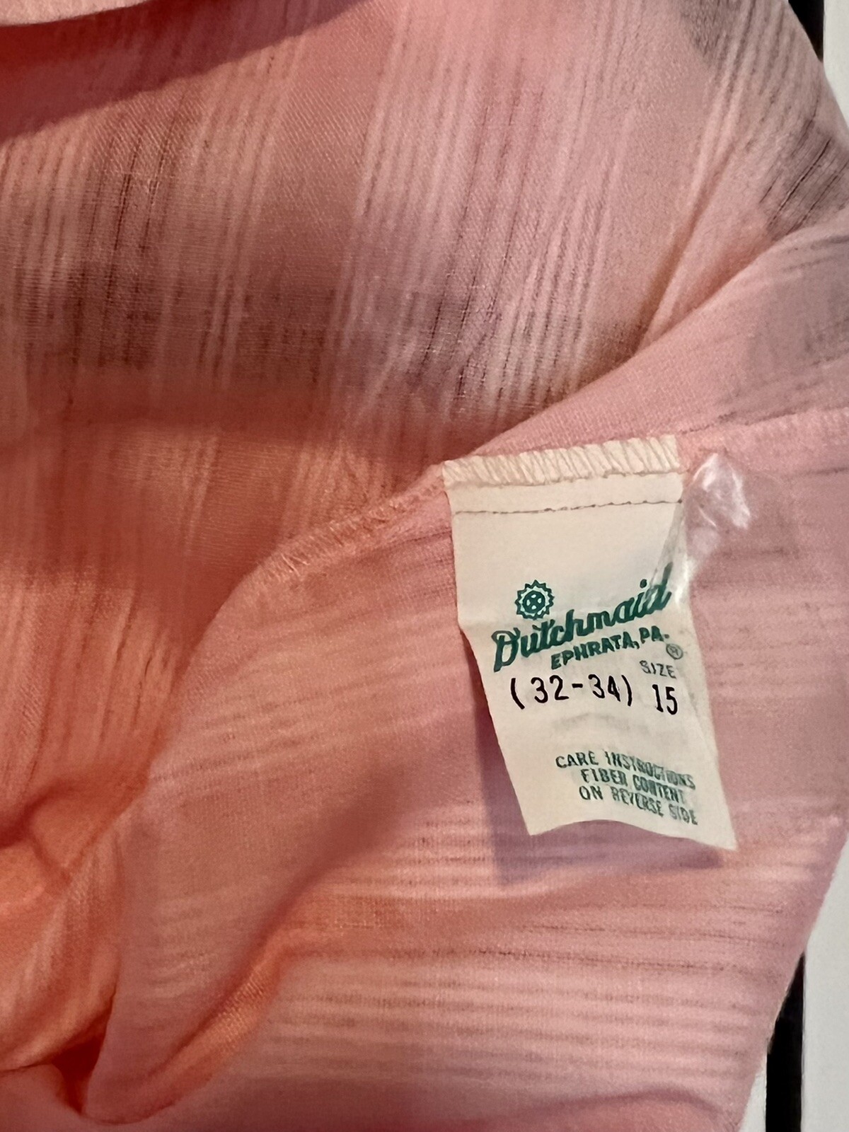 Vintage Dutchmaid Nightgown Pink Striped Eyelet Collar Women’s Size 15 Med NOS