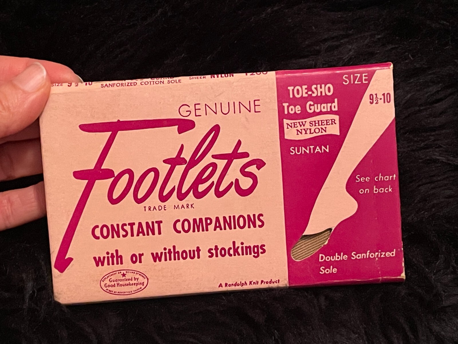 RARE Vtg Footlets TOE GUARD Size 9 1/2- 10 Sheer Nylon Cotton Sole NOS