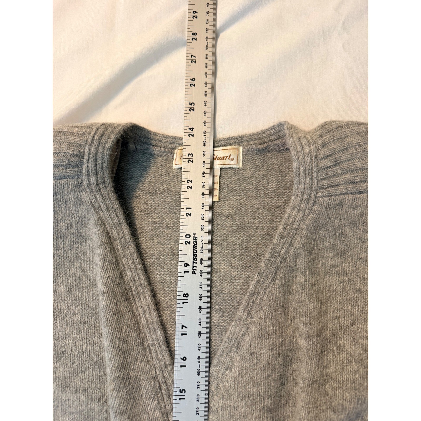 Michelle Stuart Vintage Gray Lambswool Angora Knit Sweater & Skirt Set Womens M