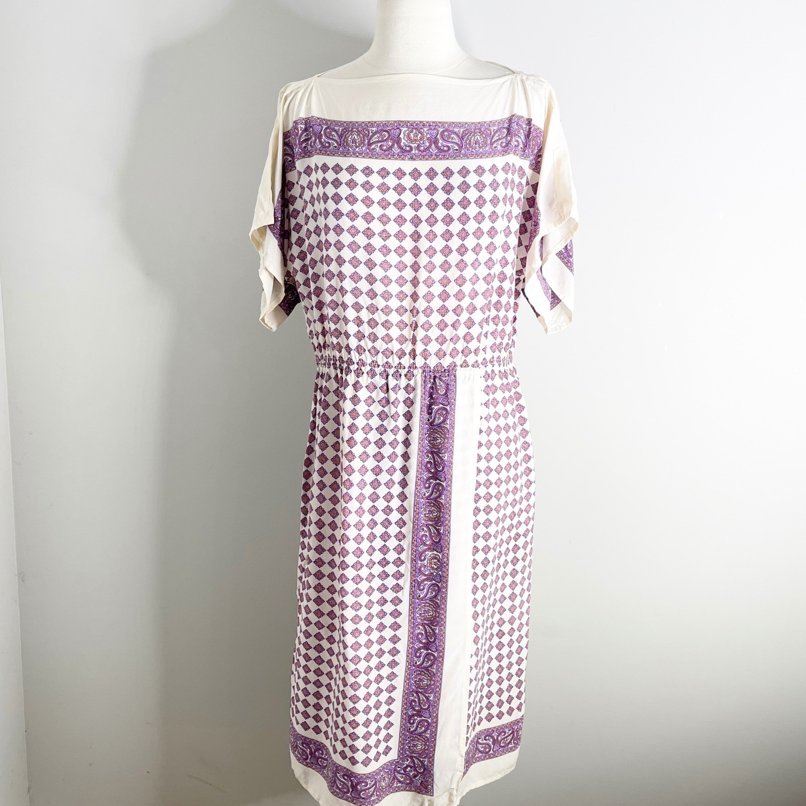 Umi Collections Anne Crimmins Silk Dress Purple Paisley Vintage Sakowitz 10