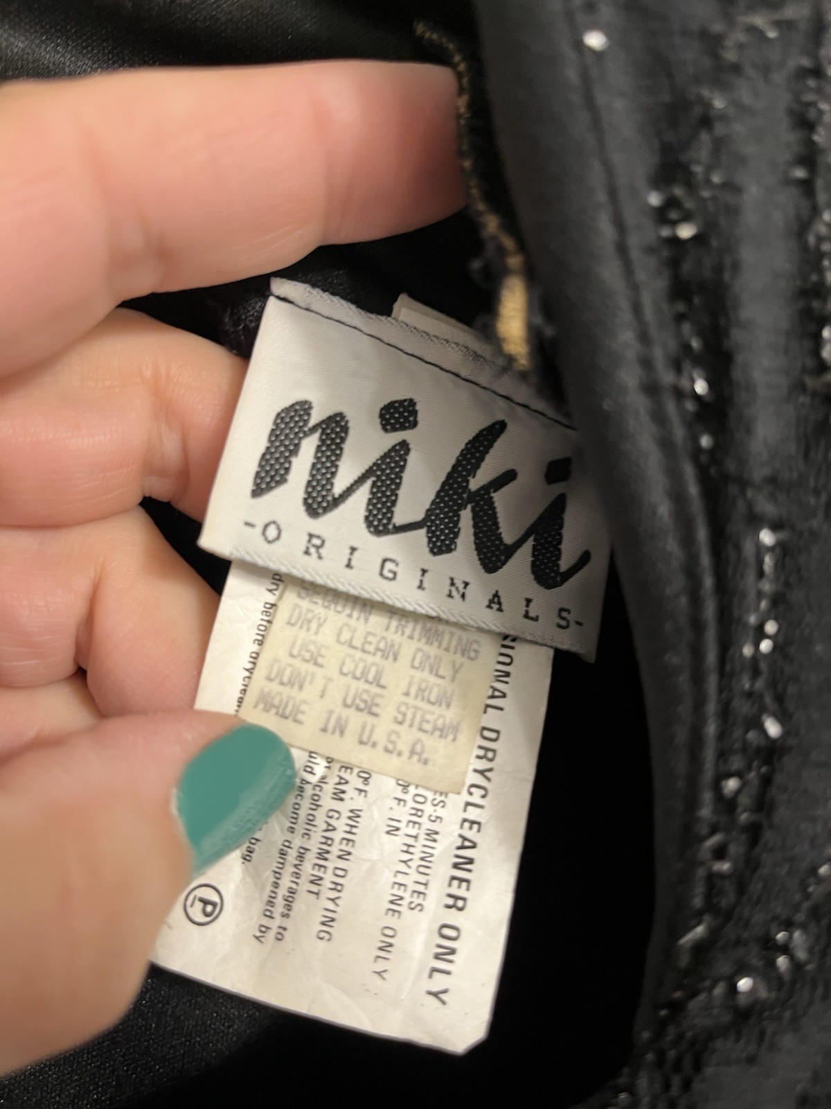Vtg 80s 90s Niki Originals Dress 10 Medium Black Cocktail Party Sparkle