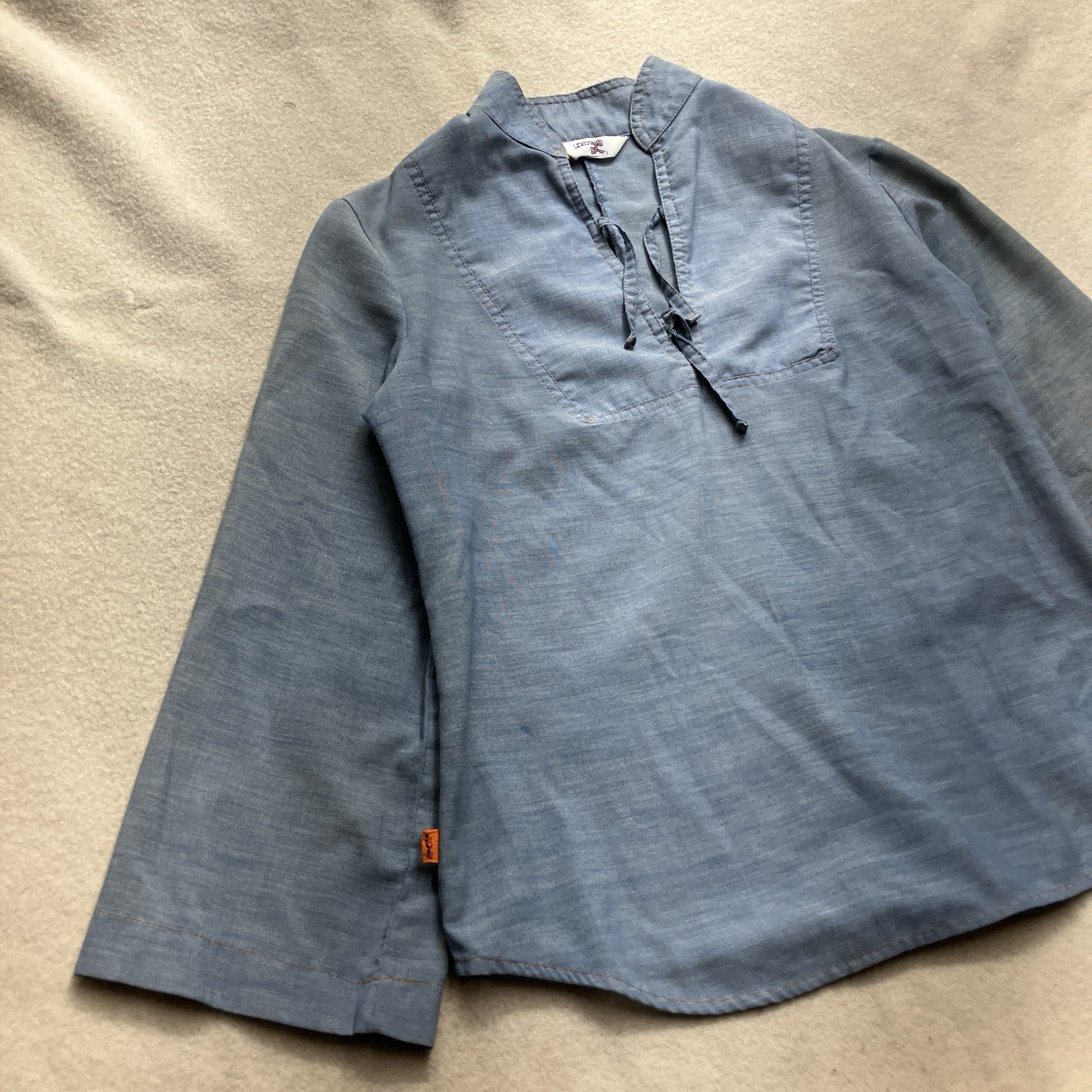 Vintage 60’s Levi’s Chambray Tunic Shirt Orange Tab Big E Womens S/M Boho Hippy