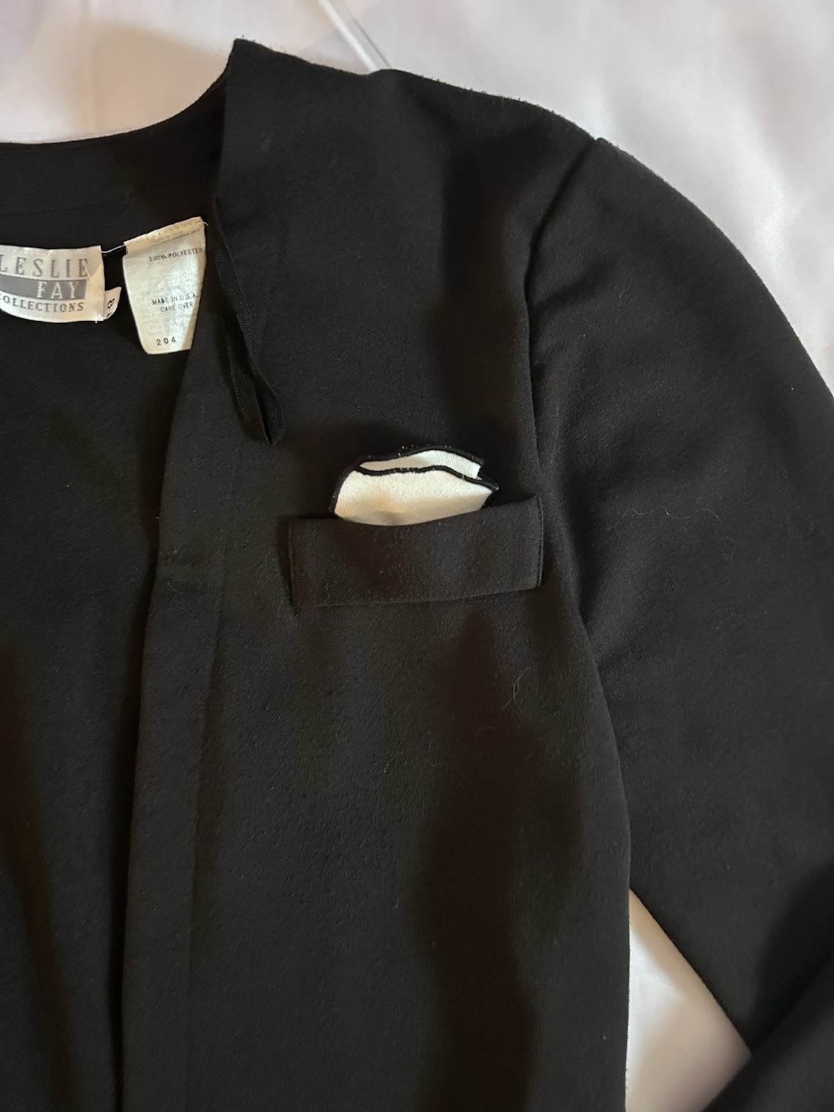 Vintage Leslie Fay Black Open Front Blazer Size 8