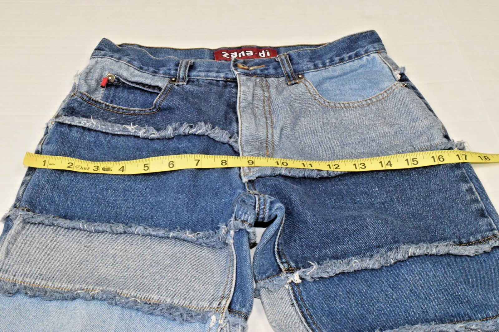 Vintage Jeans Zana Di Size 3 90s Y2K Shades of Blue Patchwork Made Hong Kong