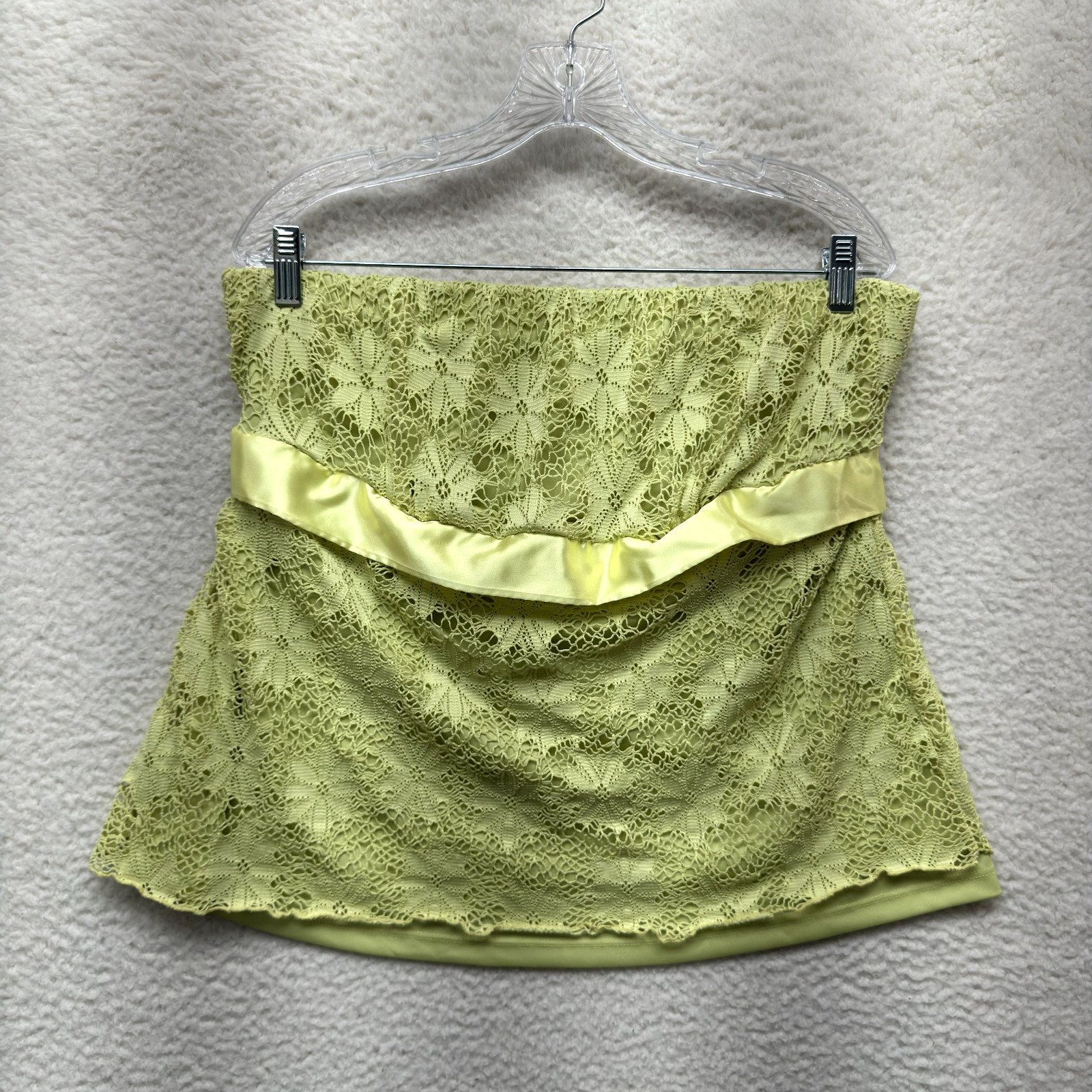 90s Y2K Vintage Strapless Tube Top 1X XL Green Coquette Boho Fairy Whimsigoth