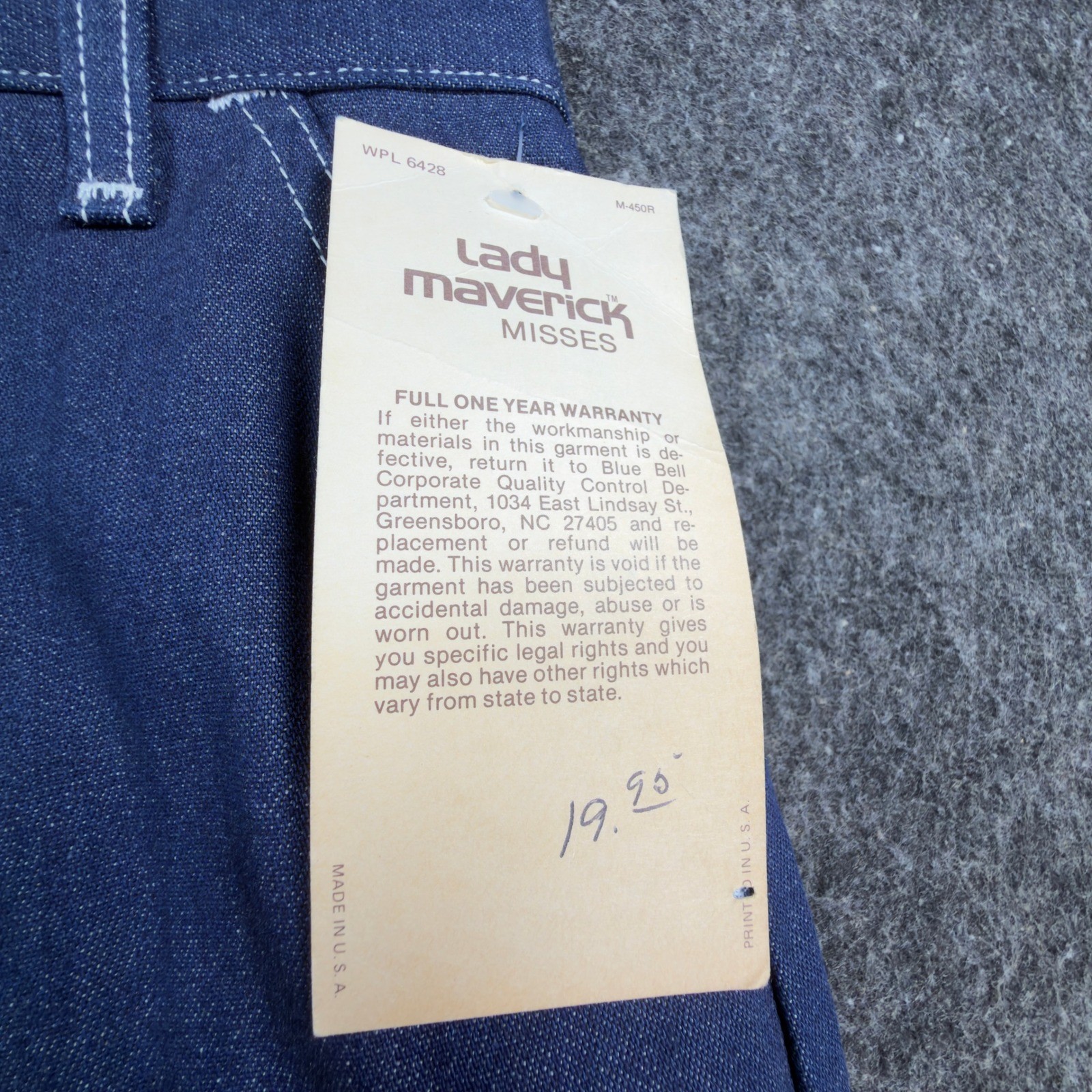 Lady Maverick Vintage 70s Jeans Women 10 Blue Cotton High Waist NWT Made in USA
