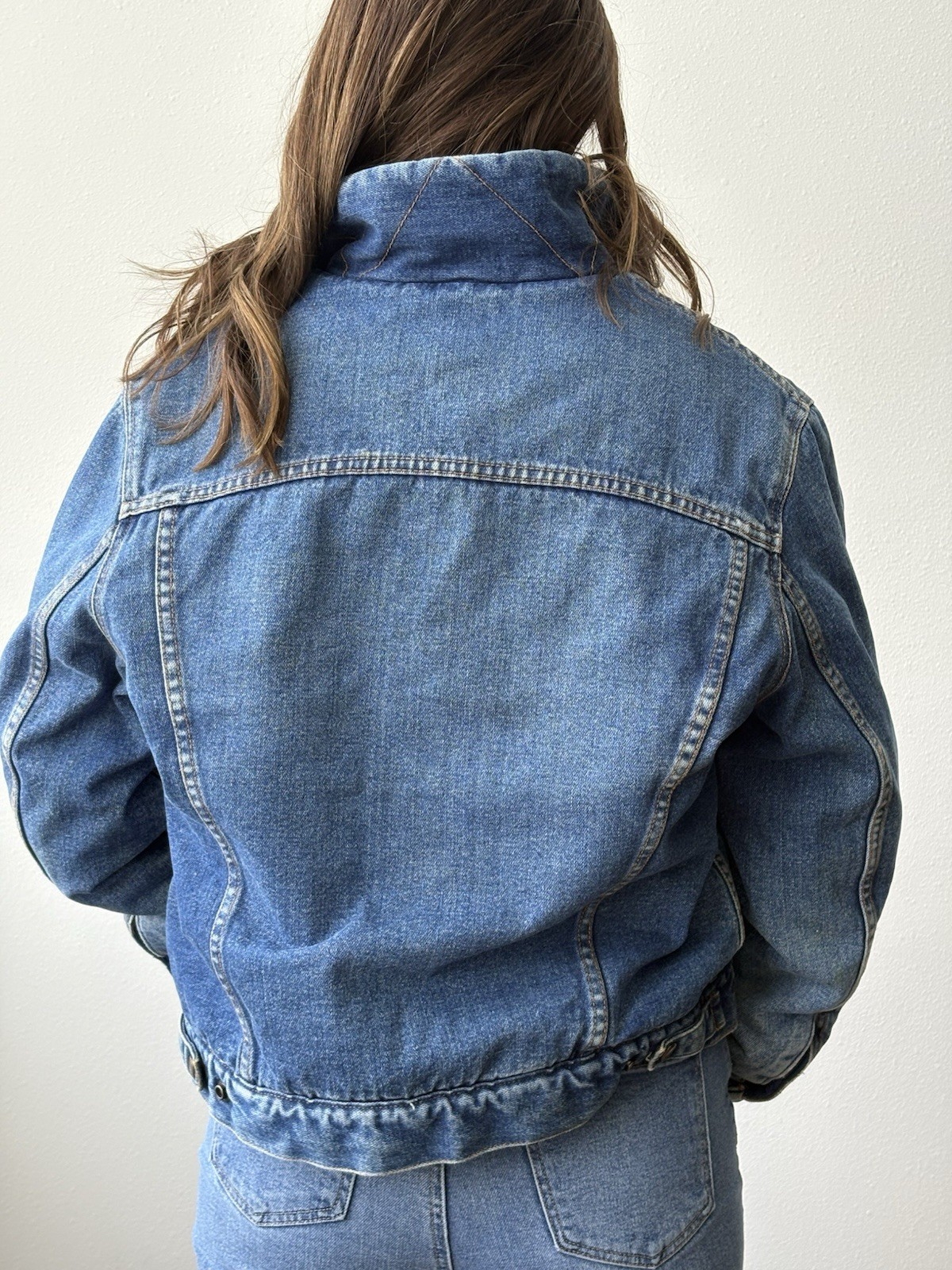 Vtg Silver Spur Western Wear Denim Sherpa Cowboy Jacket Women’s M Trucker Patina