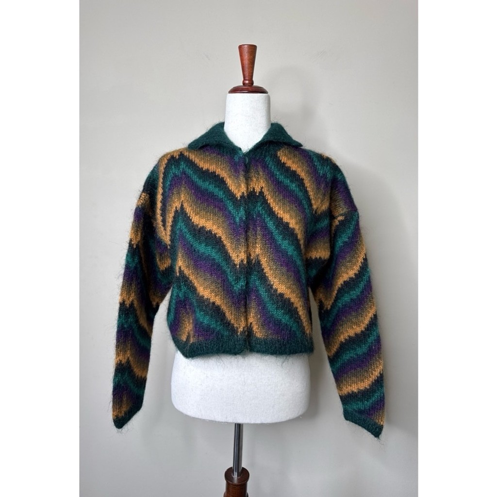Vintage Designer Linda Allard for Ellen Tracy Mohair Cardigan Sweater Size Small