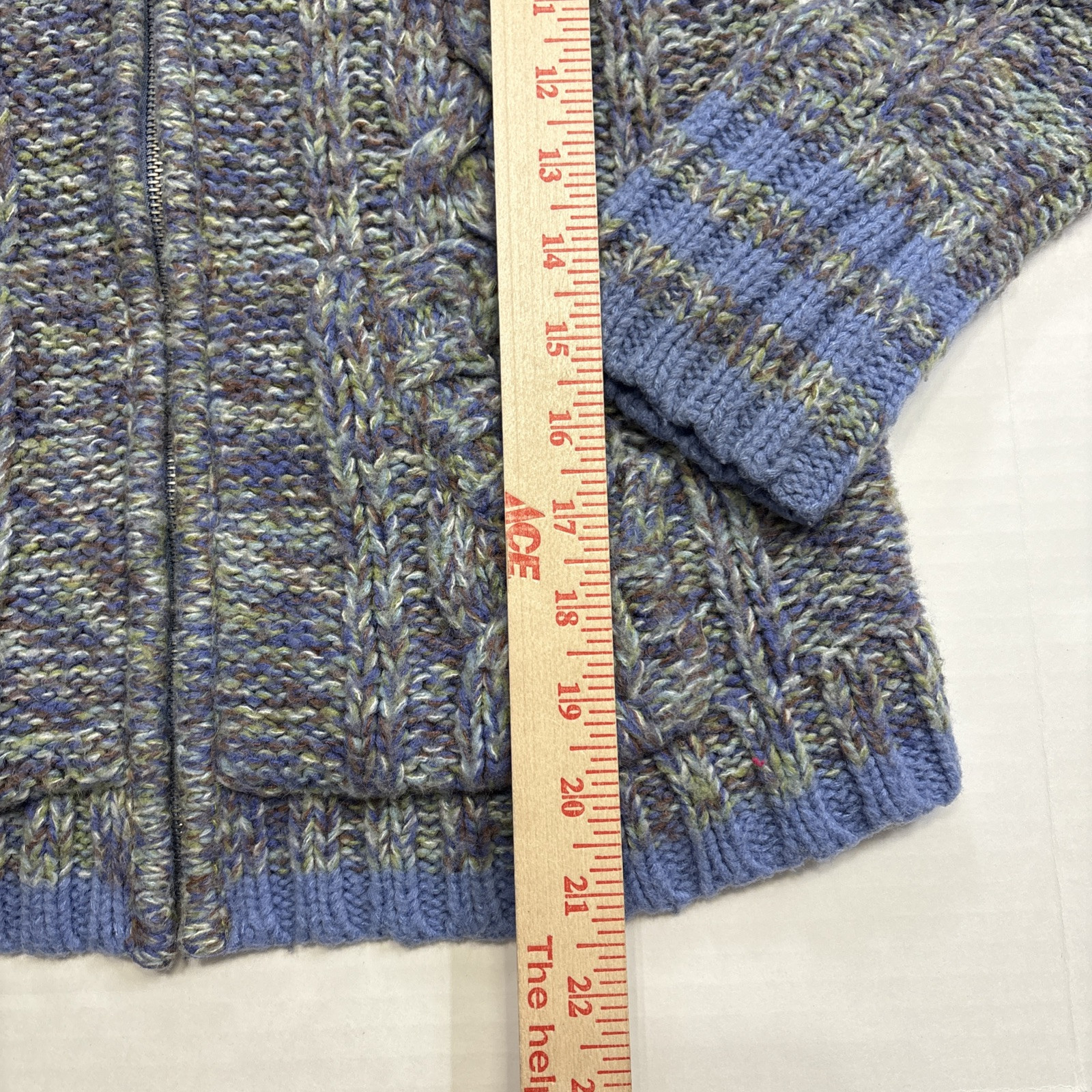 Vintage TILT Knit Zip Up Hoodie Sweater Sz M Cottagecore Blue Purple 90s Y2k
