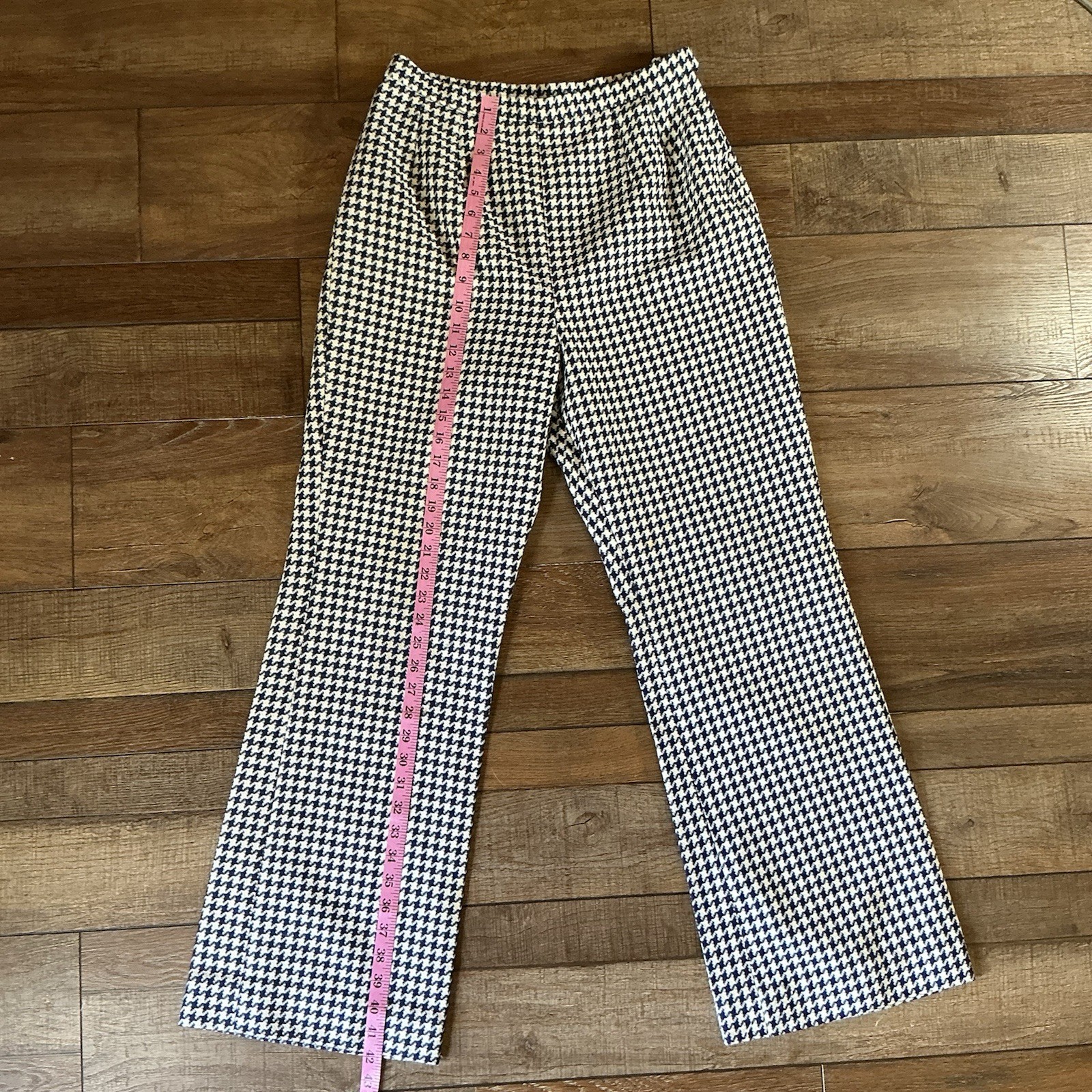 60s VTG David Crystal Womens Houndstooth Pants Size 16 High Waist Wide Leg 39819