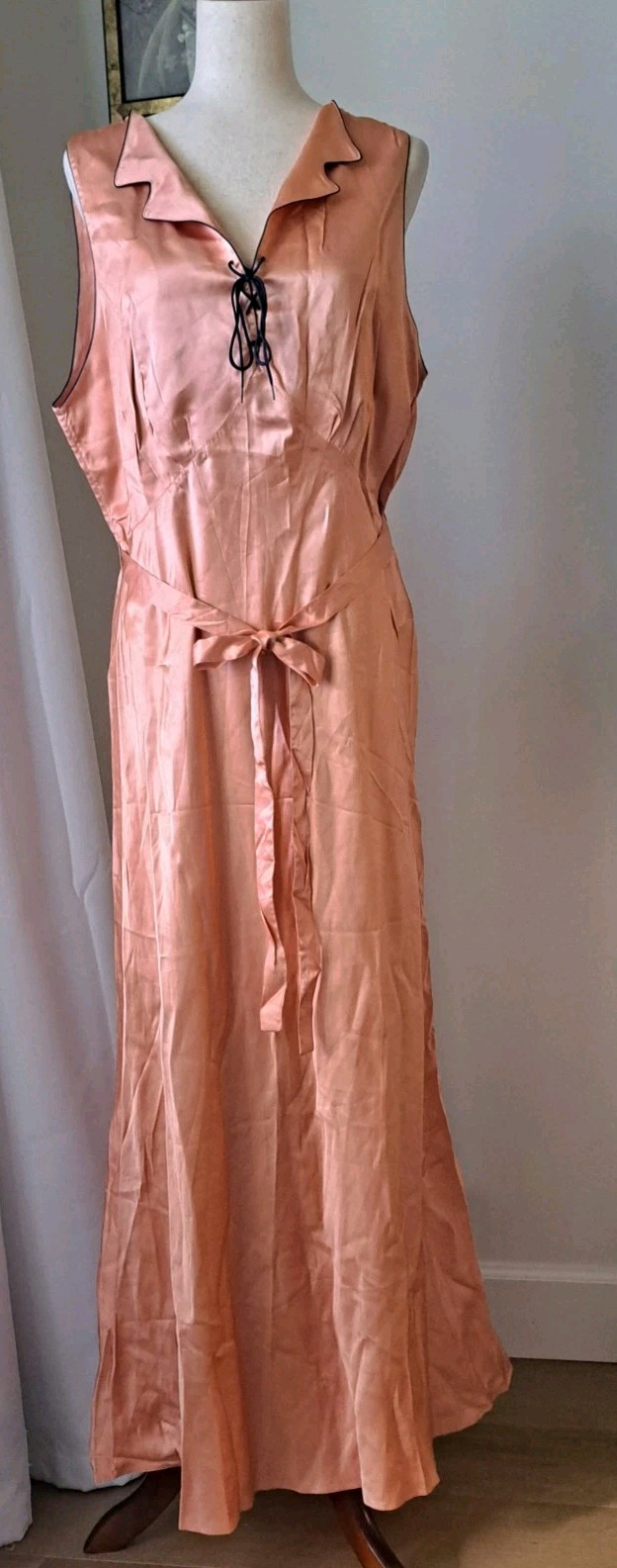 Vintage Barbizon 1930s/40s Peach Bias Cut Gown Silk & Rayon Satin Seraphim Sz 40