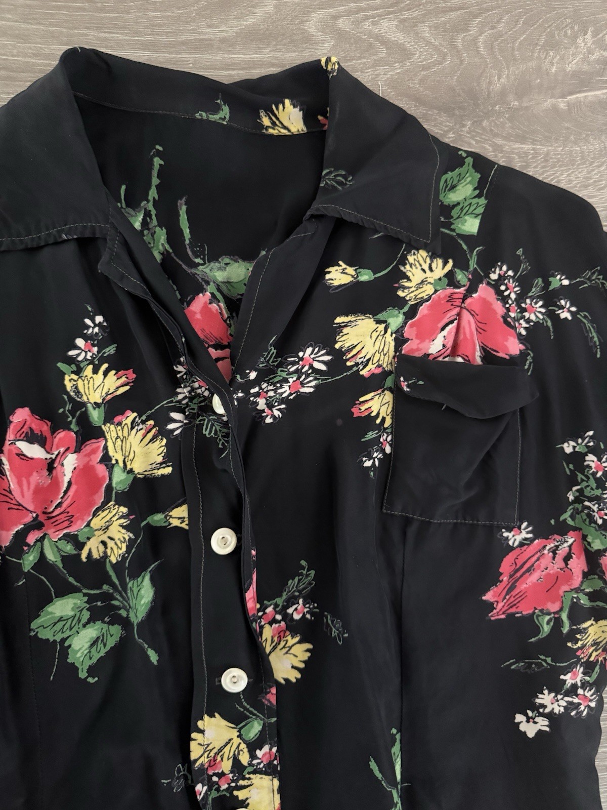 Vintage 1940s Floral Cold Rayon 2pc. Set With Pants And Blouse Size Medium