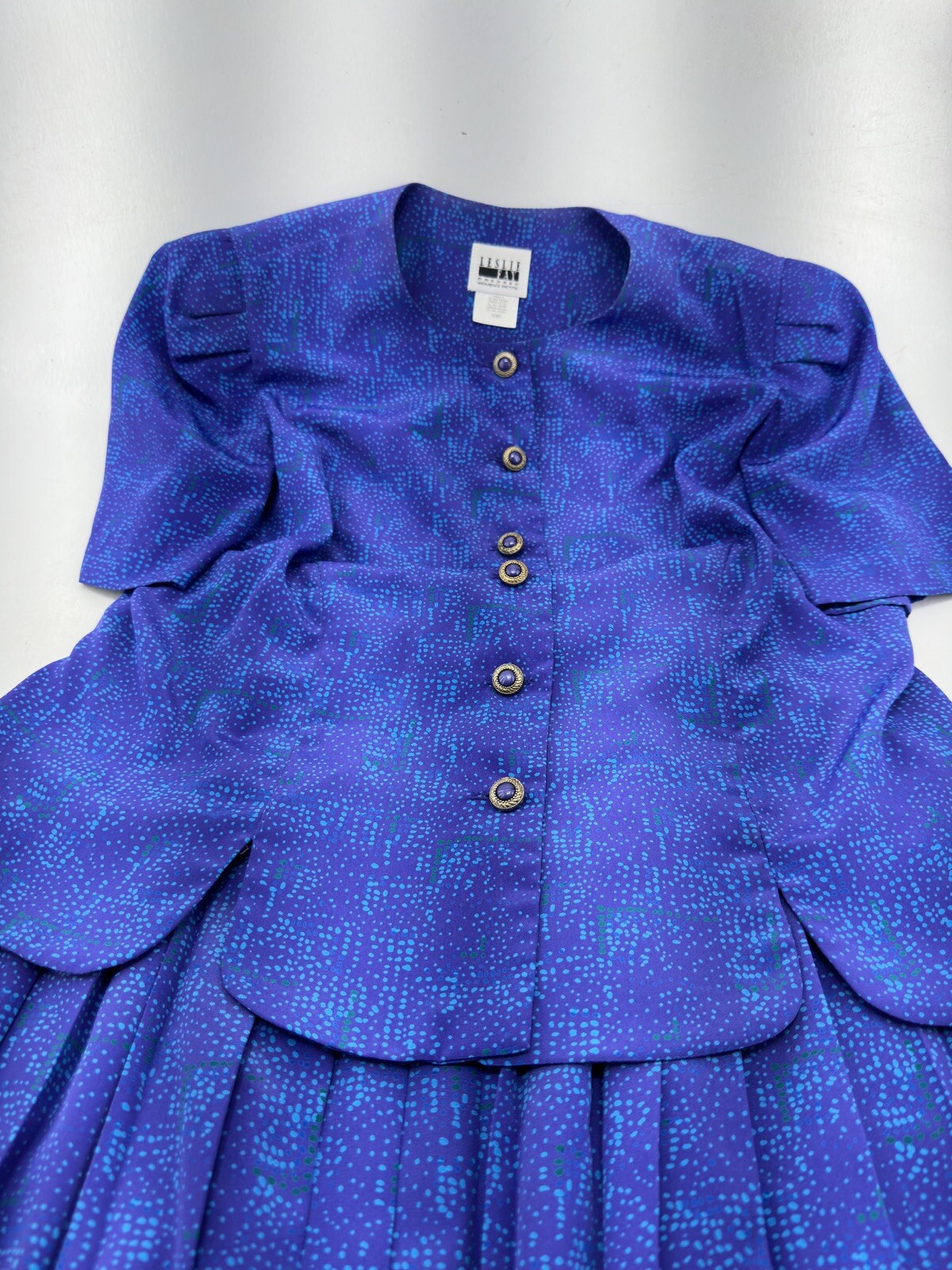 LESLIE FAY Dresses Women’s Petite 16 Blazer Jacket and Skirt Set Purple/Blue