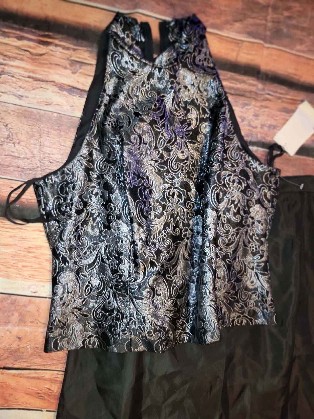 Michaelangelo Womens 2 Pc Dress Top Skirt Sz 14 Nwt Long Slim Irid Taffe