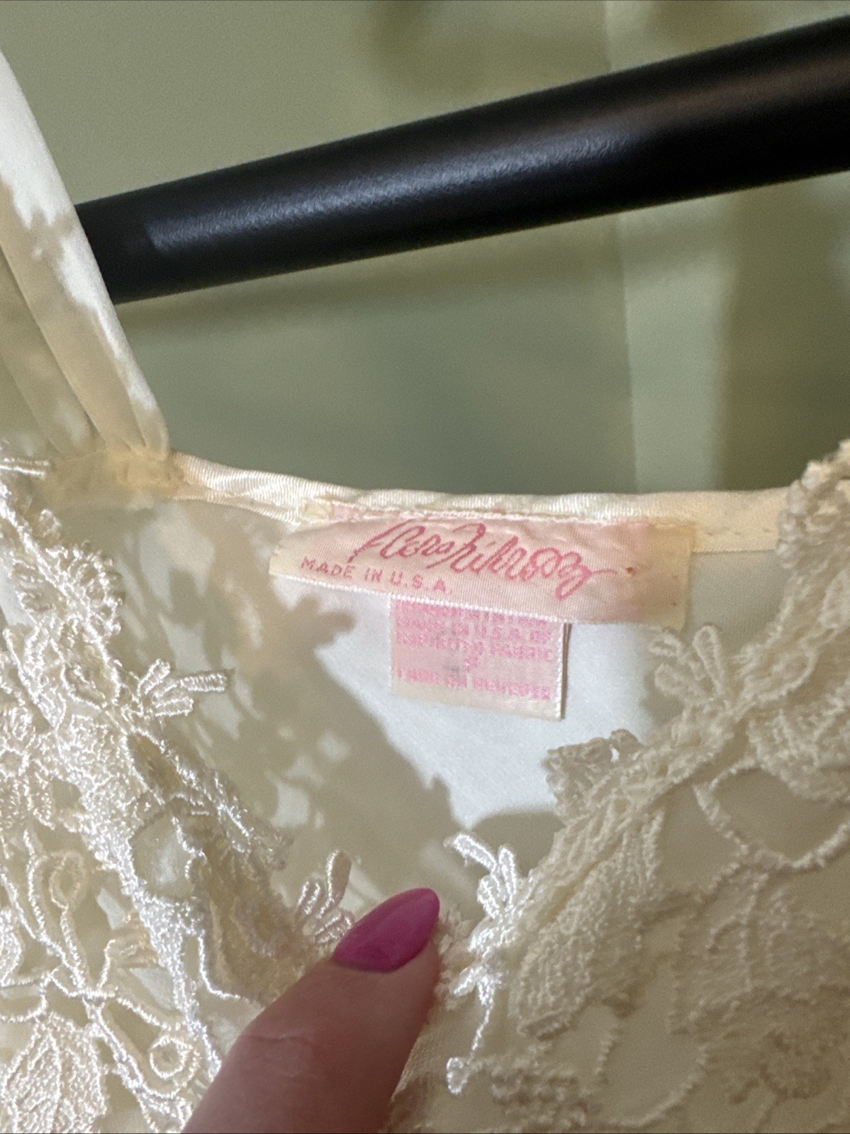 Vintage Y2K Camisole F Cera Hilrsoz Ivory Sheer Lace Chiffon Women Small Petite