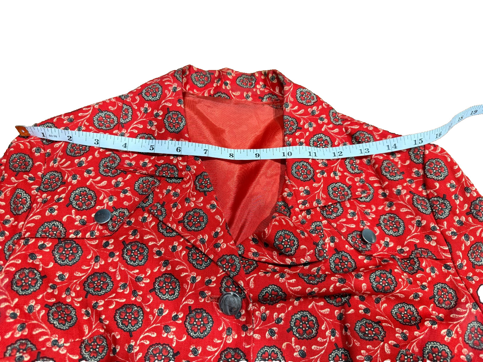 Vintage Red Boho Y2K Print Medallion Jacket Womens Regular Medium Cotton Vintage