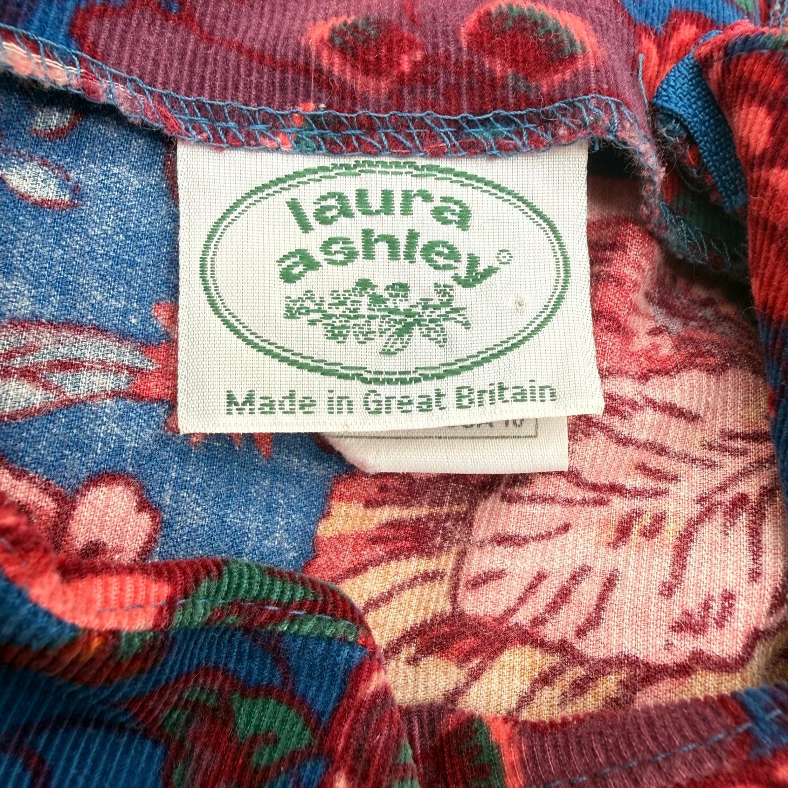 Vintage 80s Laura Ashley Floral Corduroy Drop Waist Dress ~ Great Britain US 10