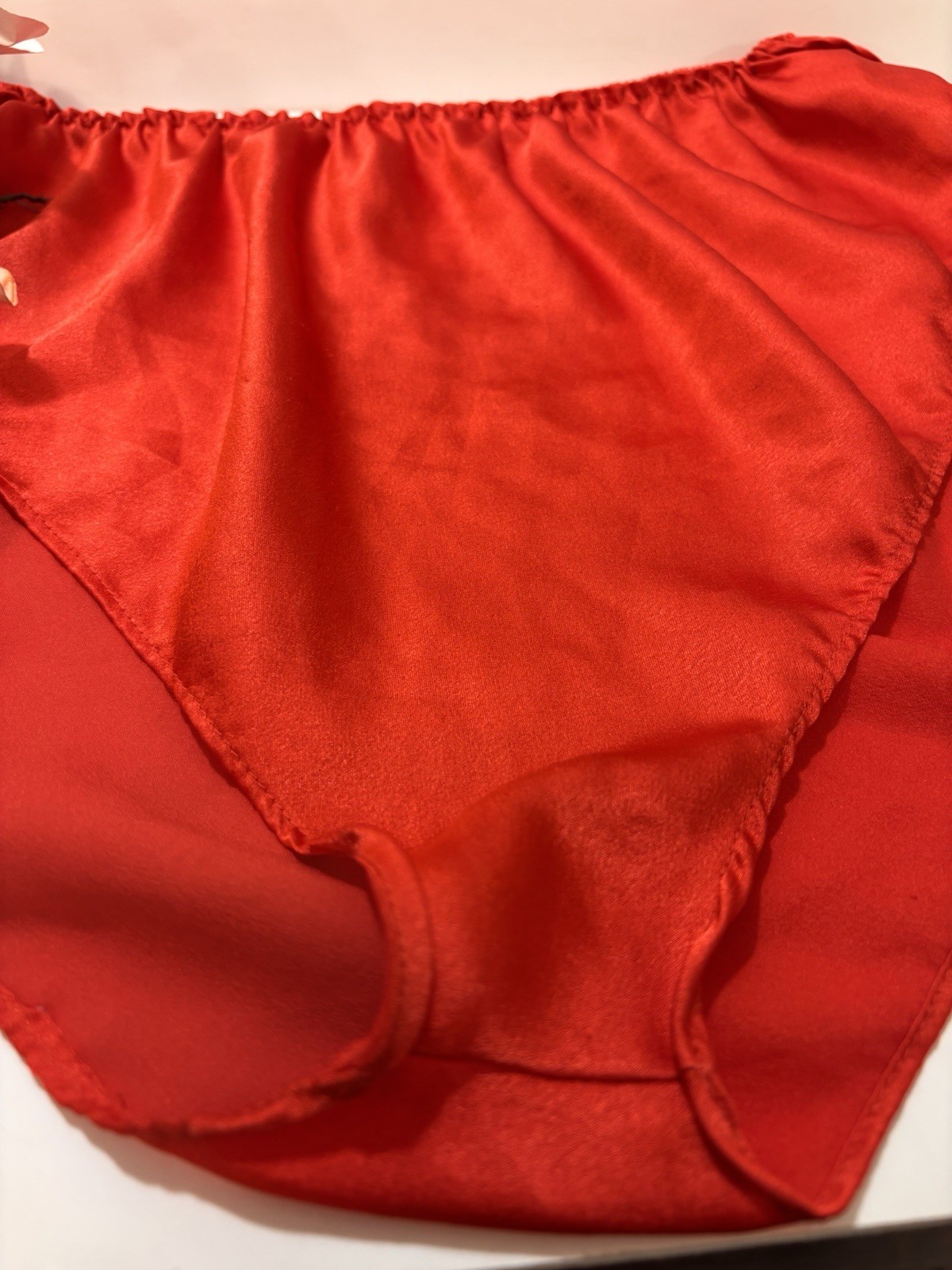 VTG Glossy RED Satin Shiny high cut flutter sissy tap panties XXL to 44” waist