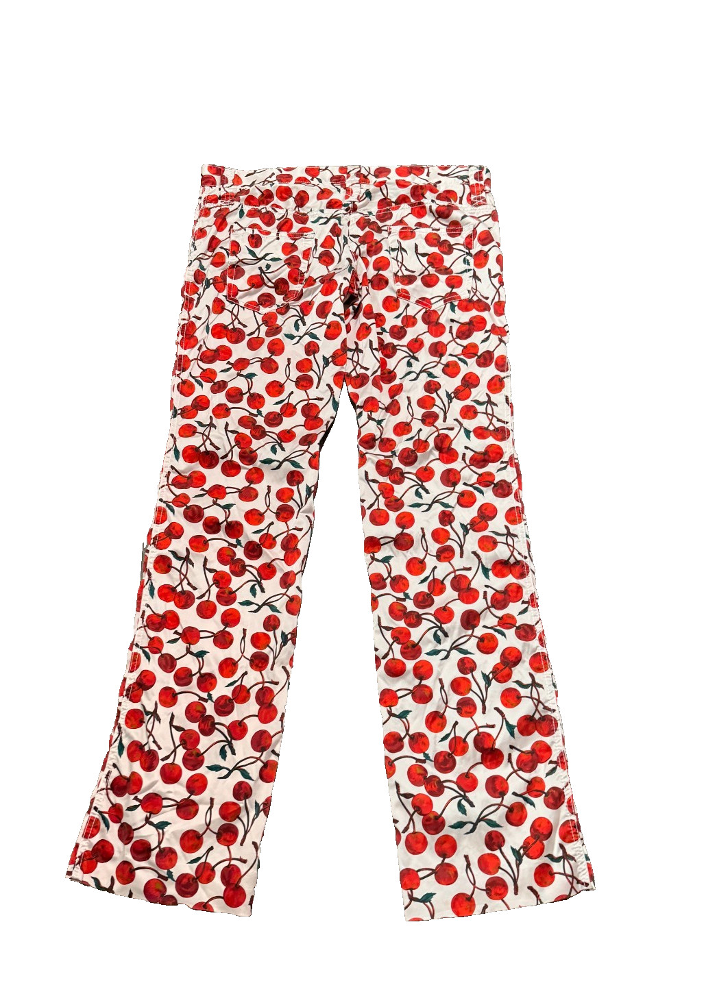 Vintage Dolce & Gabbana pants white red 46 Cherry Silk Satin trousers low rise