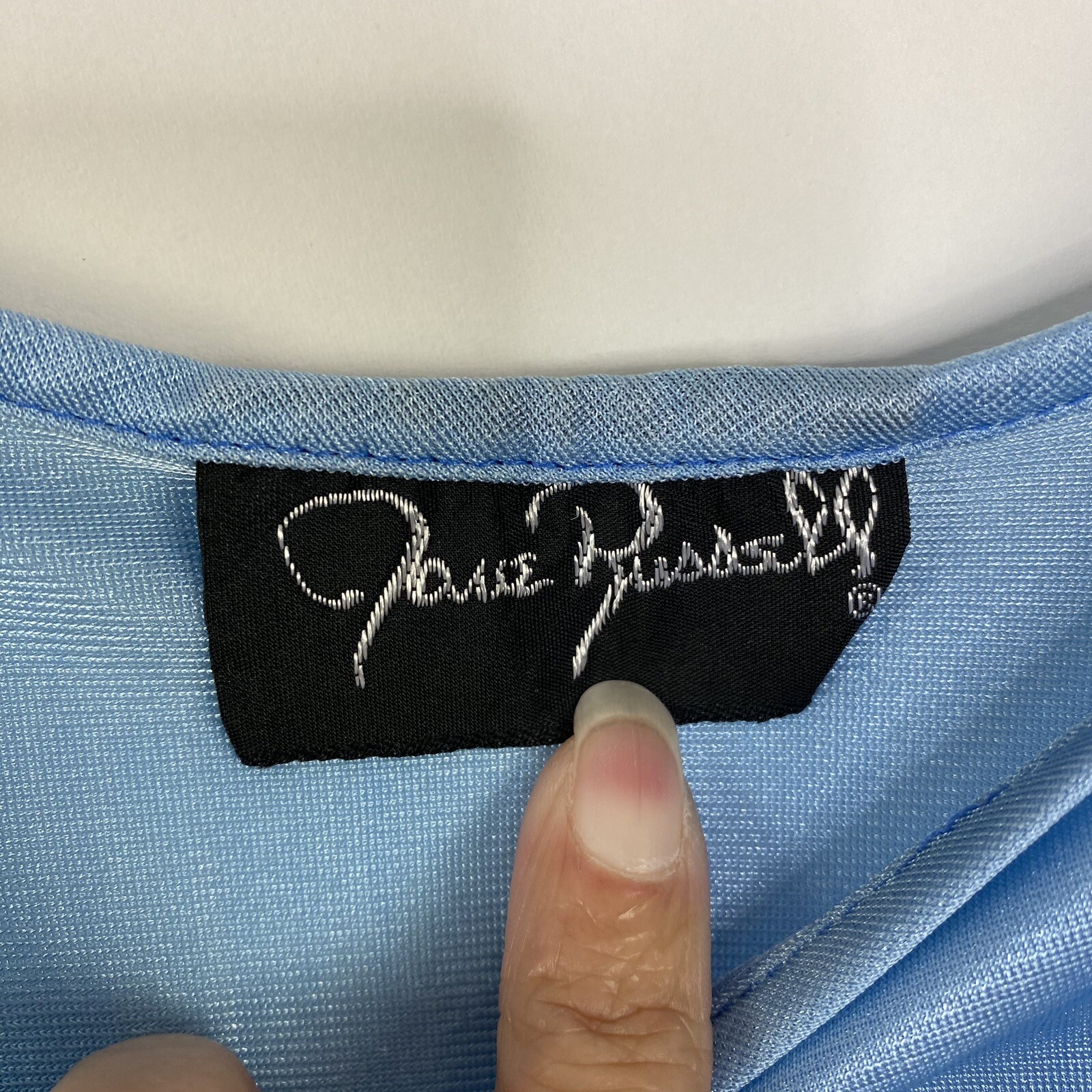 Vintage Jane Russell Batwing Nightgown One Size Fits All Blue Nylon Stripes