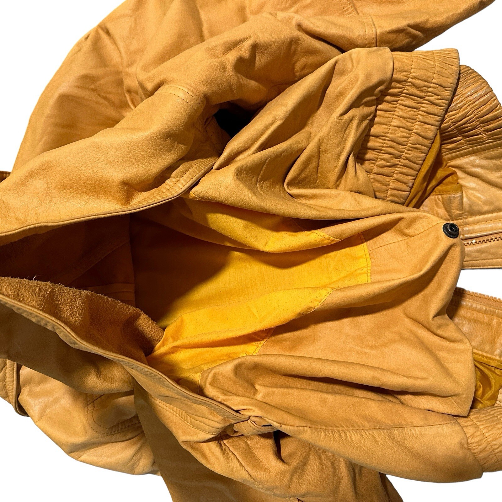 VTG WILSONS Women Yellow Leather Jacket Thinsulate Thermal Insulation Lining, M