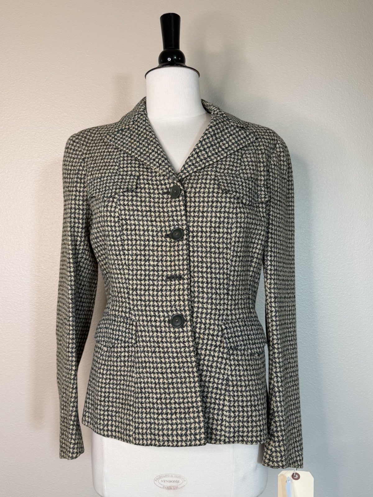 Vintage Checkered Black/white Blazer Womans B36