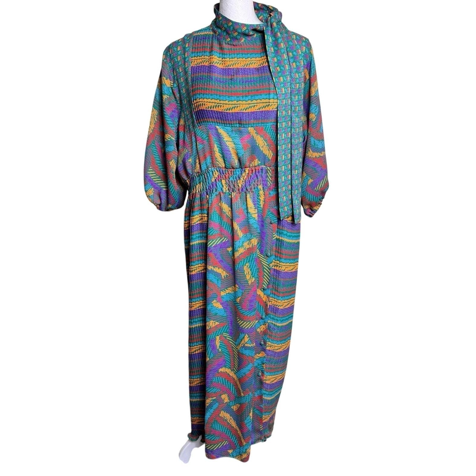 Rare Vintage Kanga Collection London Maxi Dress 80s 90s Avant Garde Abstract