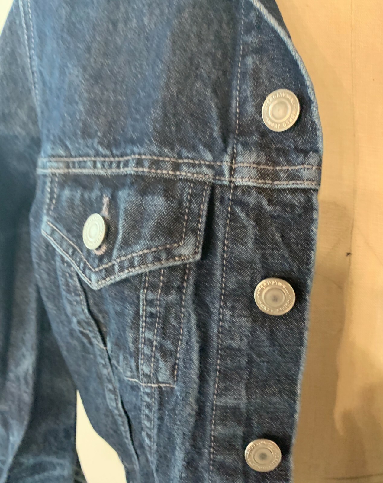 UNIQLO Vintage Blue Denim Jacket XS S M 1990s Classic Jean Jacket w/ Pockets