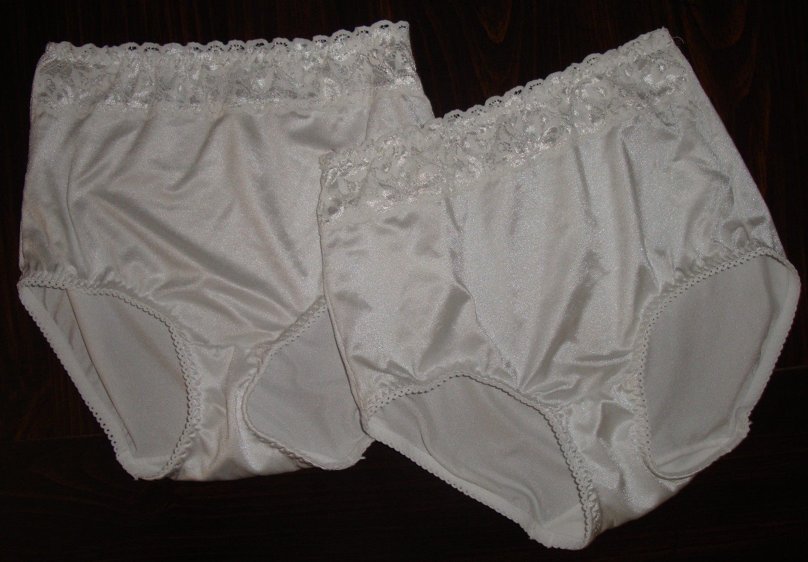 Lot of 2 Underscore M Satin & Lace Shaper Brief Panty White Vintage