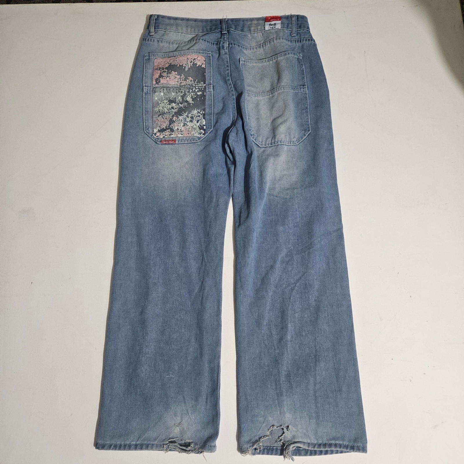 Vintage 90s JNCO Jeans Baggy Wide Leg Crown Graffiti Light Wash 31 Y2K Skater