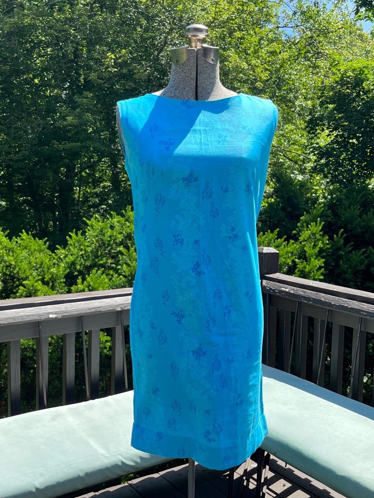 Vintage 1960’s MOD Royal Hawaiian Turquoise Blue Silk Cotton Mini Dress US 4-6 S