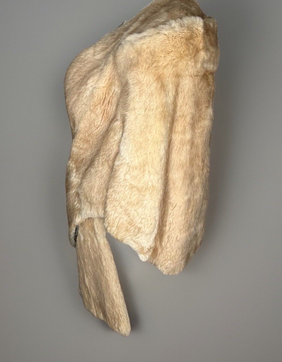 Vintage 50s Style Old Hollywood Fur Capelet Wrap Meier & Frank Tan Satin Lined