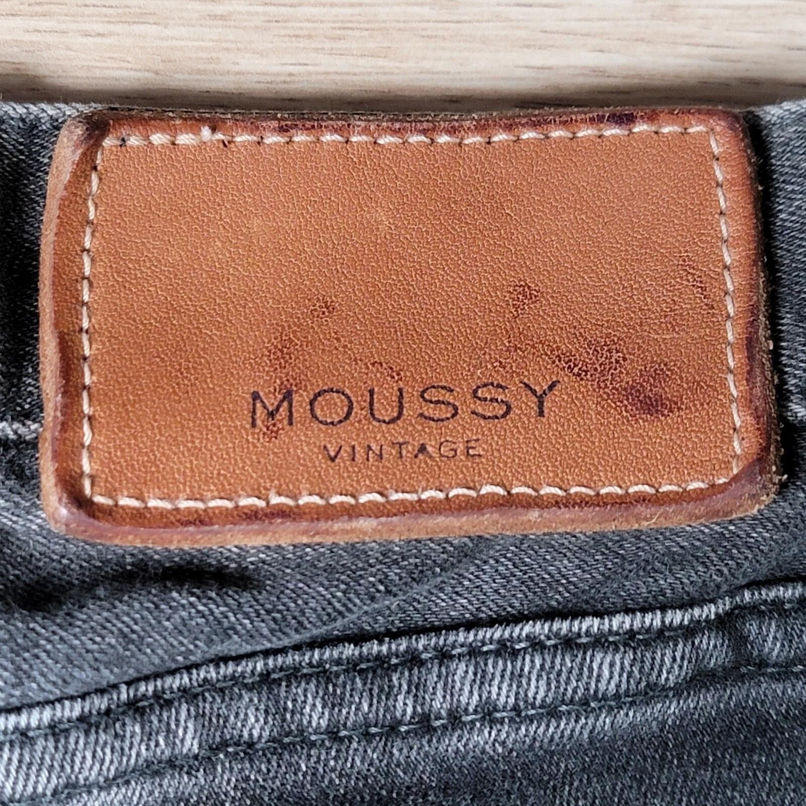 Moussy Vintage Jeans Womens 30×27 Gray Skinny Denim Distressed Whiskering Japan