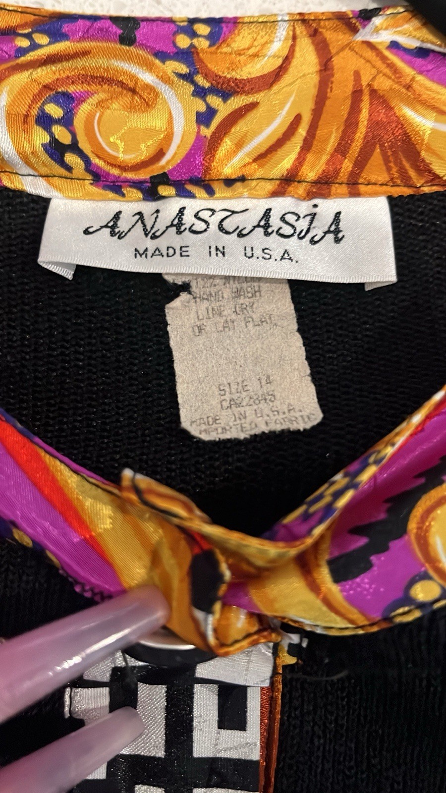 Vintage 80s Anastasia Baroque Print Sweater Cardigan