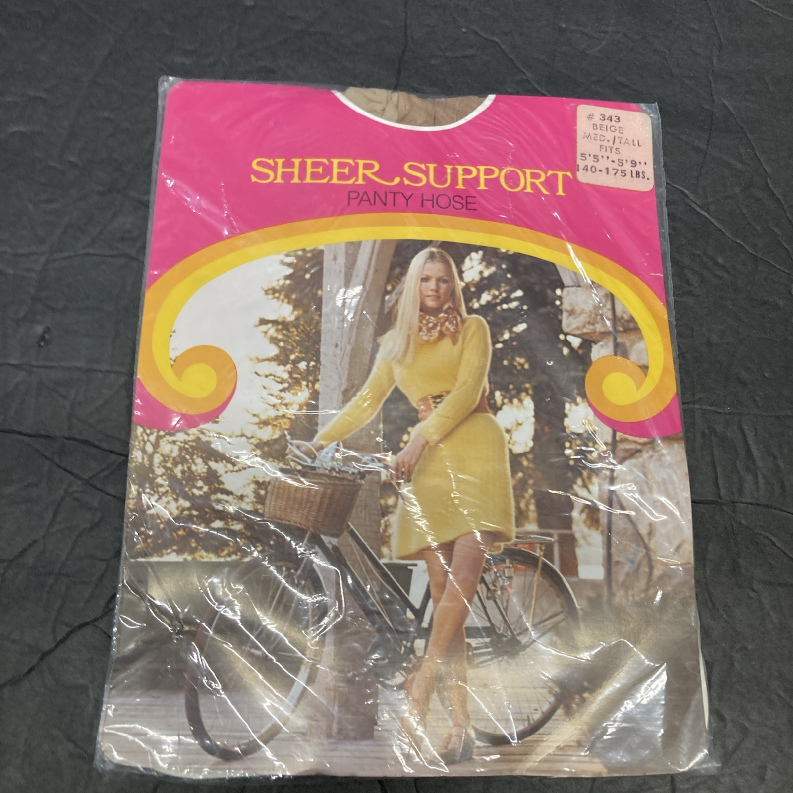 Vintage Sheer Support Pantyhose 140-175 Lbs Med /Tall Beige #343 NEW
