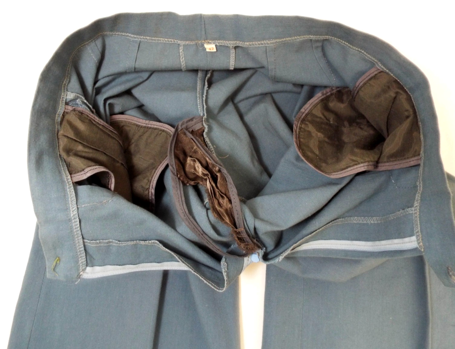 Vintage 1970s De Noyer Blue Cotton Womens Pant Suit 36 James Borynack France