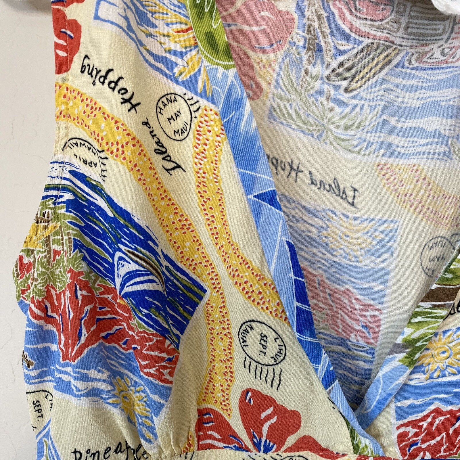 Vtg Weekend Traffic Sleeveless Top Beach Island Hula Girl Floral Stretch Sz M