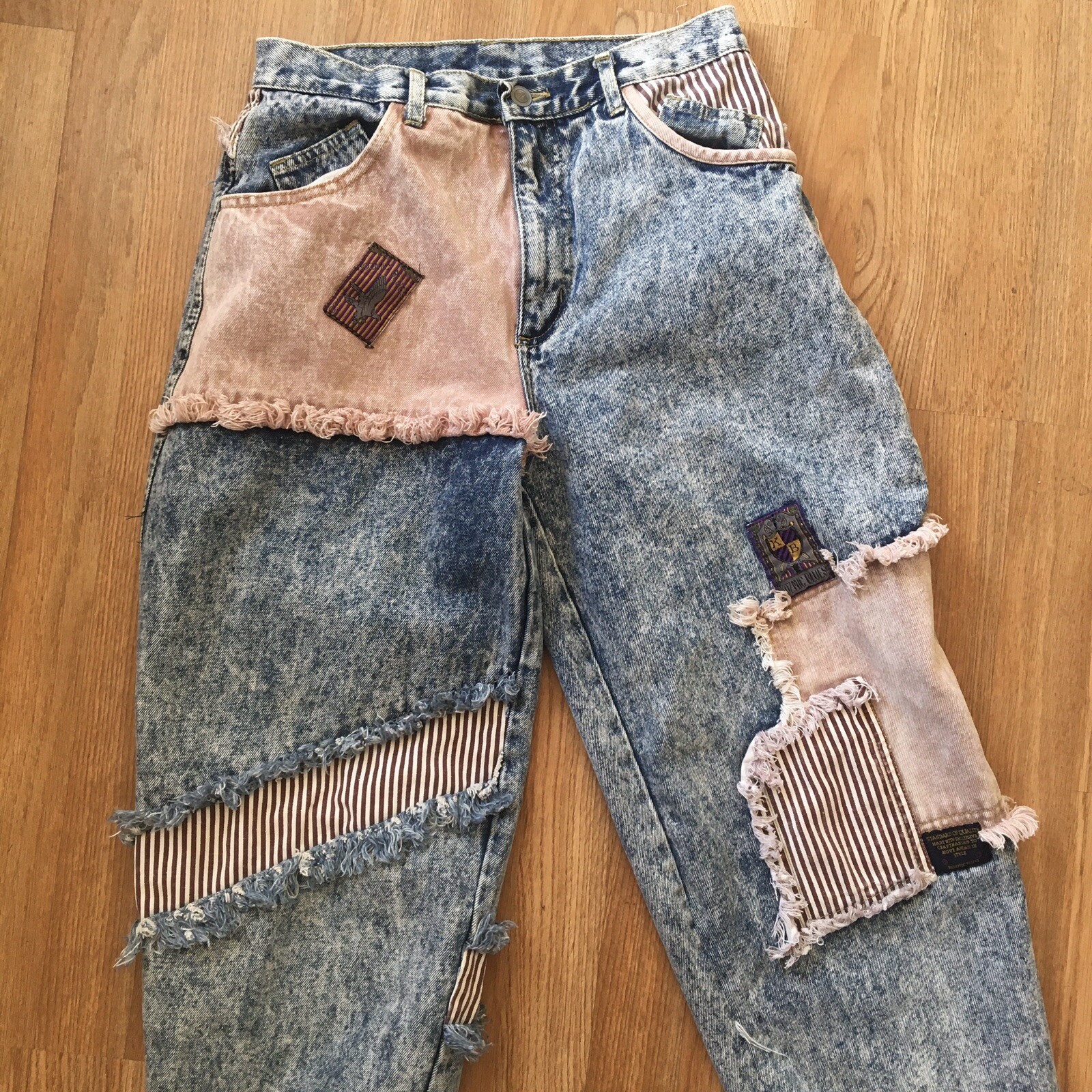 80s Vintage Kozmic Blues Acid Wash Patchwork Jeans 28”