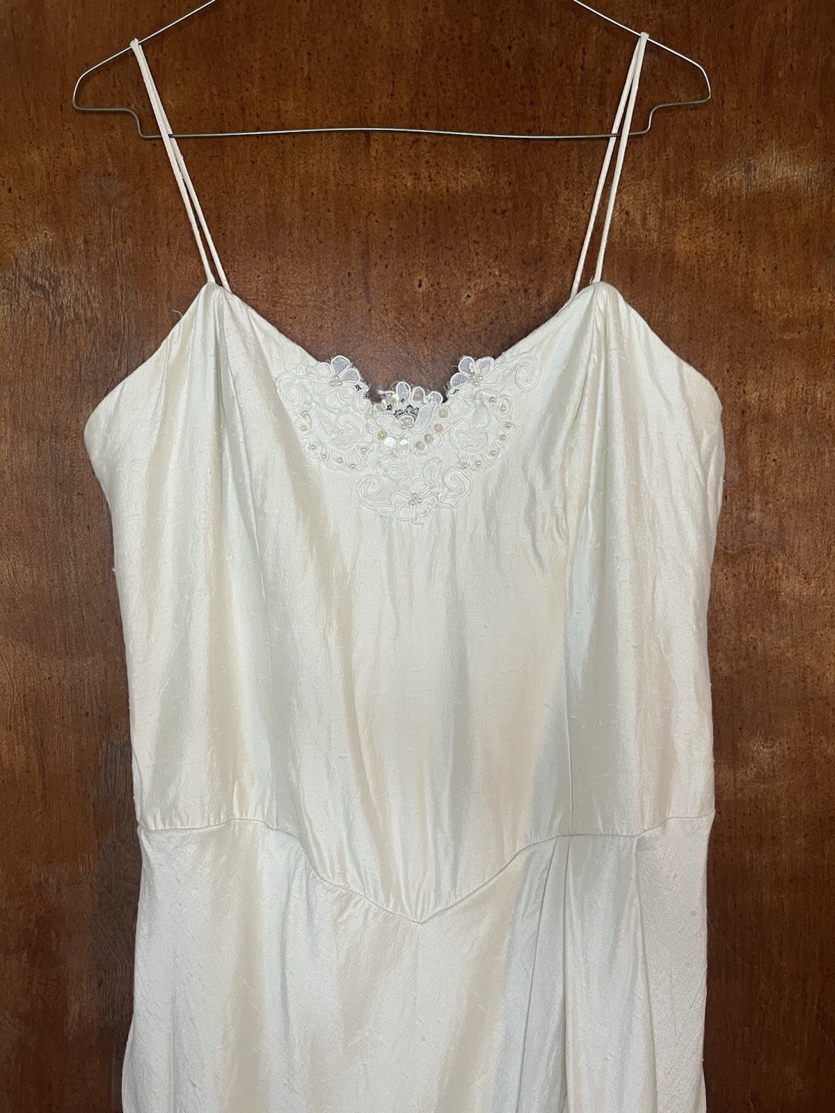 Vtg Wedding Tulip Skirt Dress Gown Beading Flower ZURCION METHOD Wiggle dress M