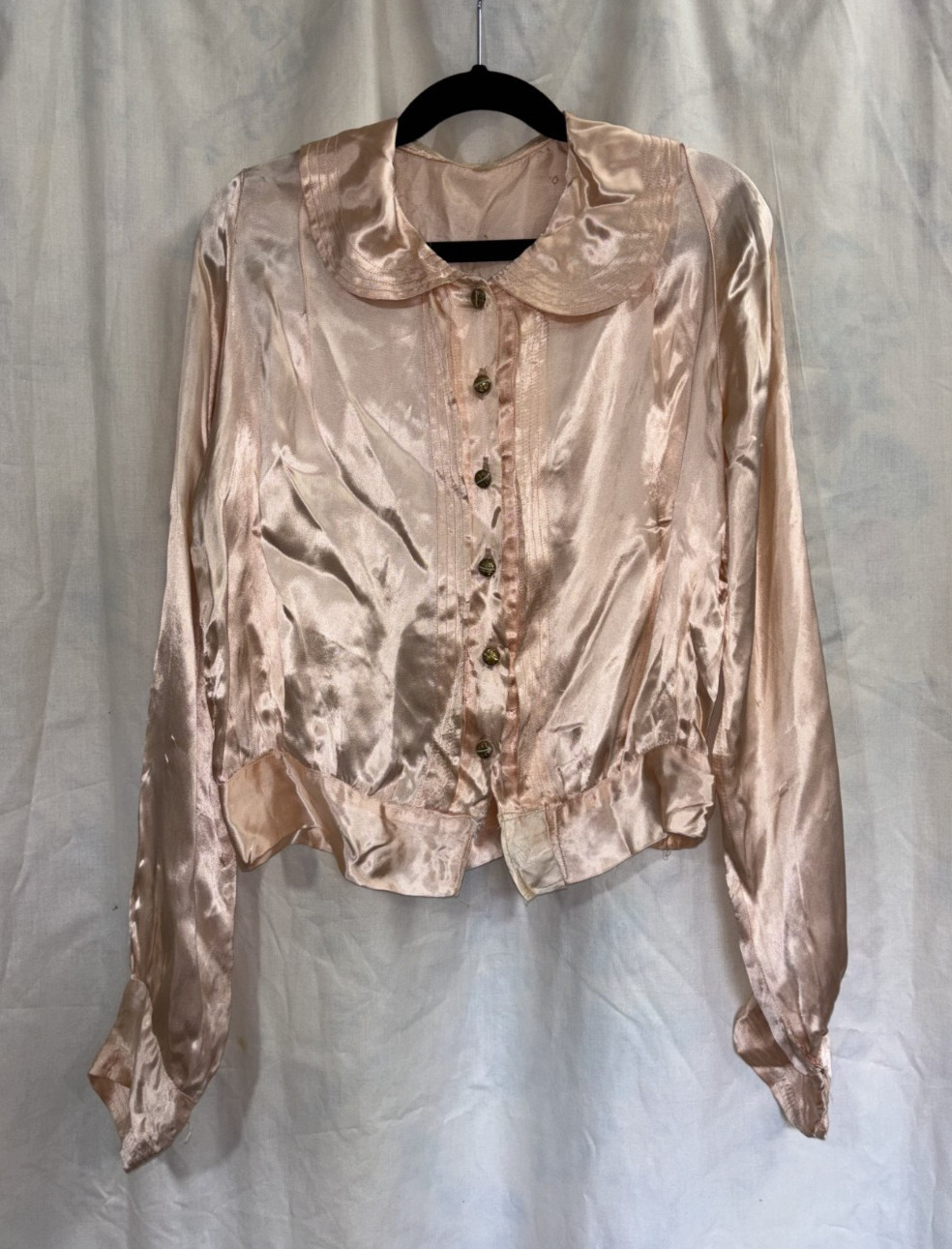 Antique Edwardian Victorian Women’s Peach Pink Satin Shirt Top