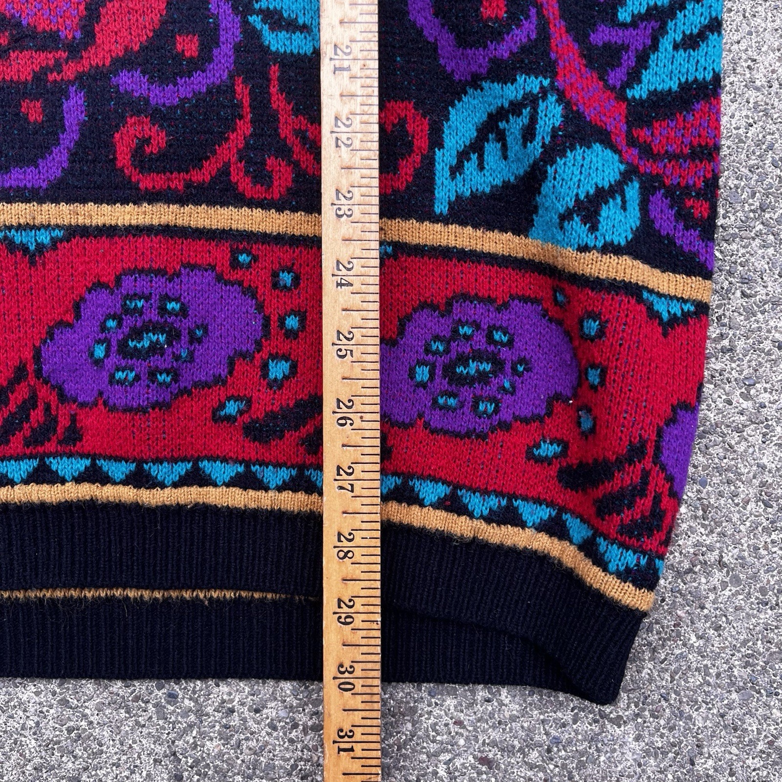 VTG 80s Beldoch Popper Floral Knit Sweater – Womens L – USA Made – Cottagecore